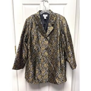 Vintage Jaclyn Smith Gold Black Floral Jacquard Blazer NWT Plus Size 20W Brocade